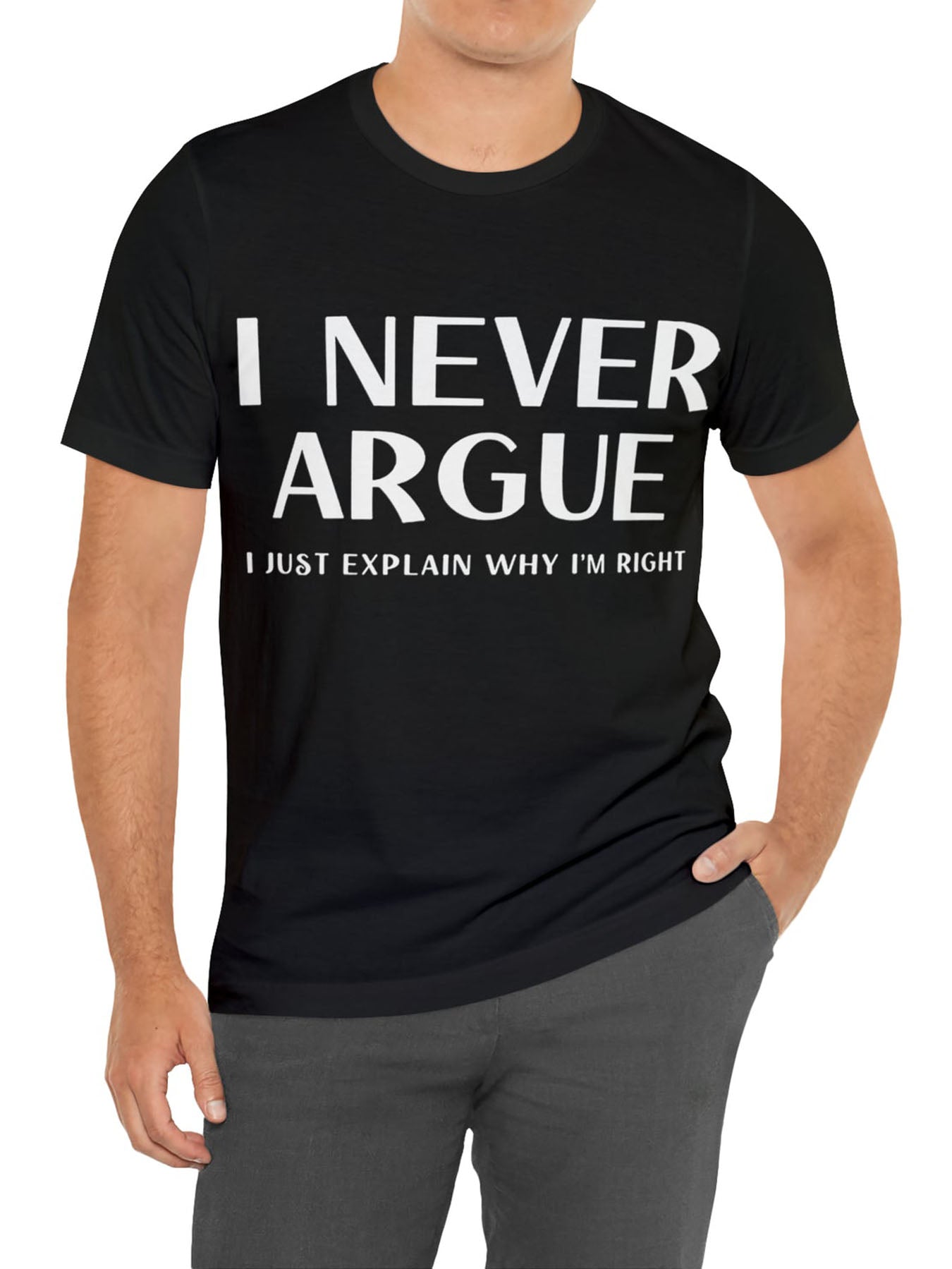 Men's Letter Print T shirt Crew Neck Tee