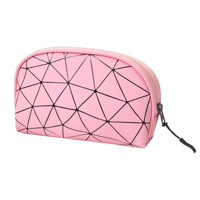 PU Geometric Pattern Makeup Bag For Women Travel Toiletries Storage