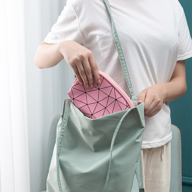 PU Geometric Pattern Makeup Bag For Women Travel Toiletries Storage