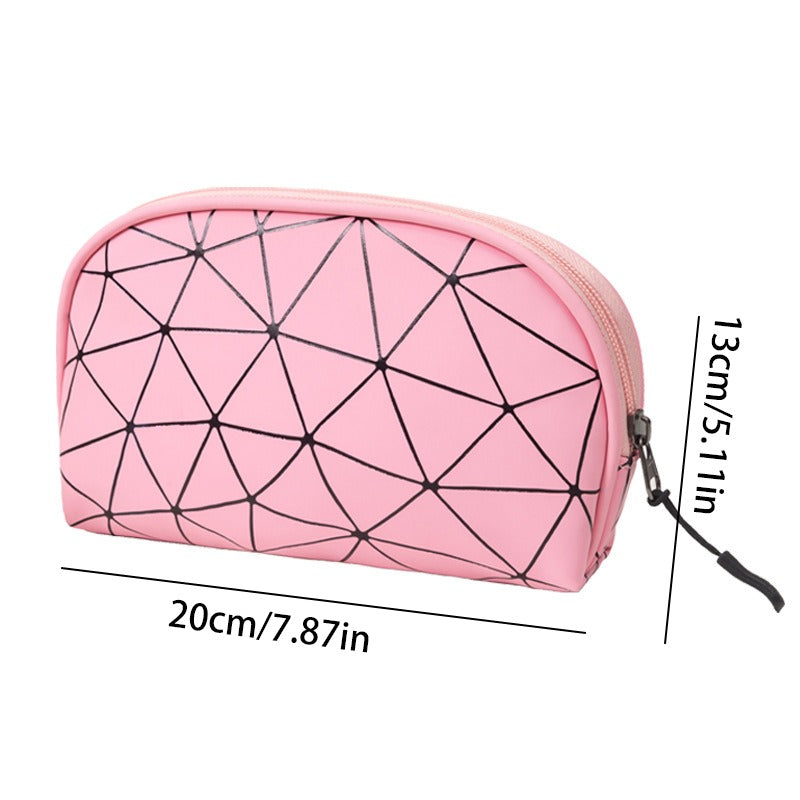 PU Geometric Pattern Makeup Bag For Women Travel Toiletries Storage