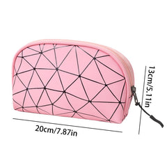 PU Geometric Pattern Makeup Bag For Women Travel Toiletries Storage