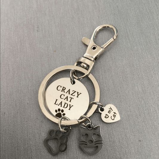 Cute Kitty Paw Charm Key Chain Stainless Steel Keychain Bag Pendant