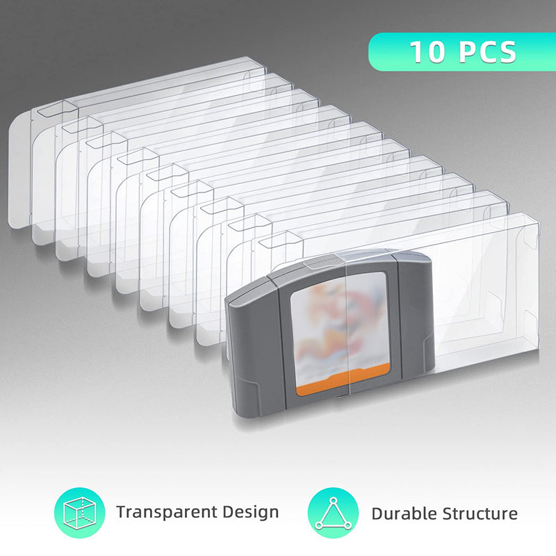 10 Pcs Clear Case Sleeve For N64 Games Cartridge Protector 0 3 MM Thick