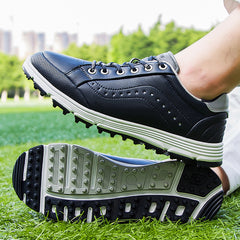 UOFEIY PLUS SIZE Men's Solid Golf Shoes with Spikes
