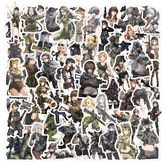 60pcs Camouflage Female Soldier Stickers DIY Skateboard Guitar Cup