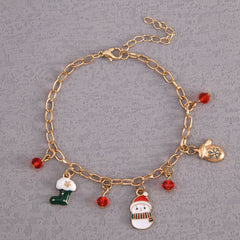 Christmas Bracelet Santa Elk Snowman Red Crystal Holiday Gift