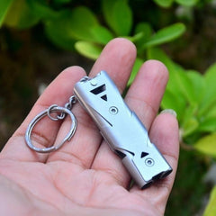 Stainless Double Tube Lifesaving Whistle for Outdoor Emergency