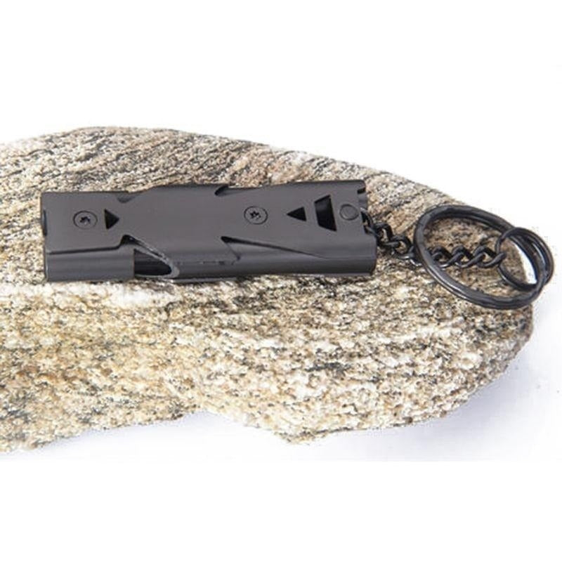 Stainless Double Tube Lifesaving Whistle for Outdoor Emergency