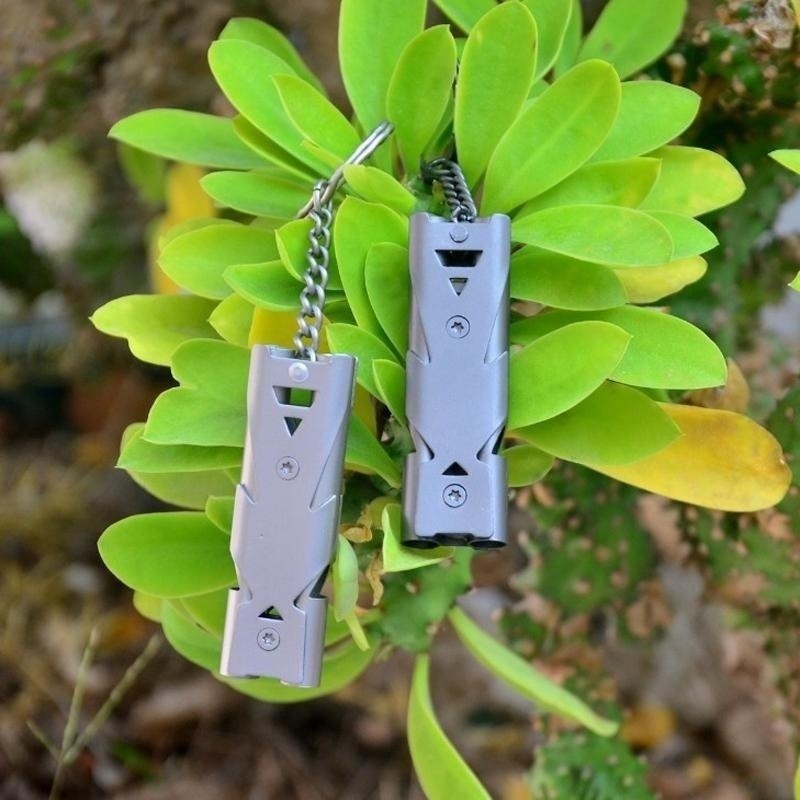 Stainless Double Tube Lifesaving Whistle for Outdoor Emergency