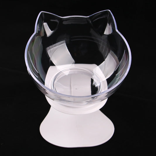 Elevated Cat Ear-Shaped Feeder Bowl Plastic Raised Cat Inclined Food Water Bowl