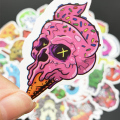 50pcs Skull Horror Series Stickers For Halloween Skateboard Guitar Water Cup DIY
