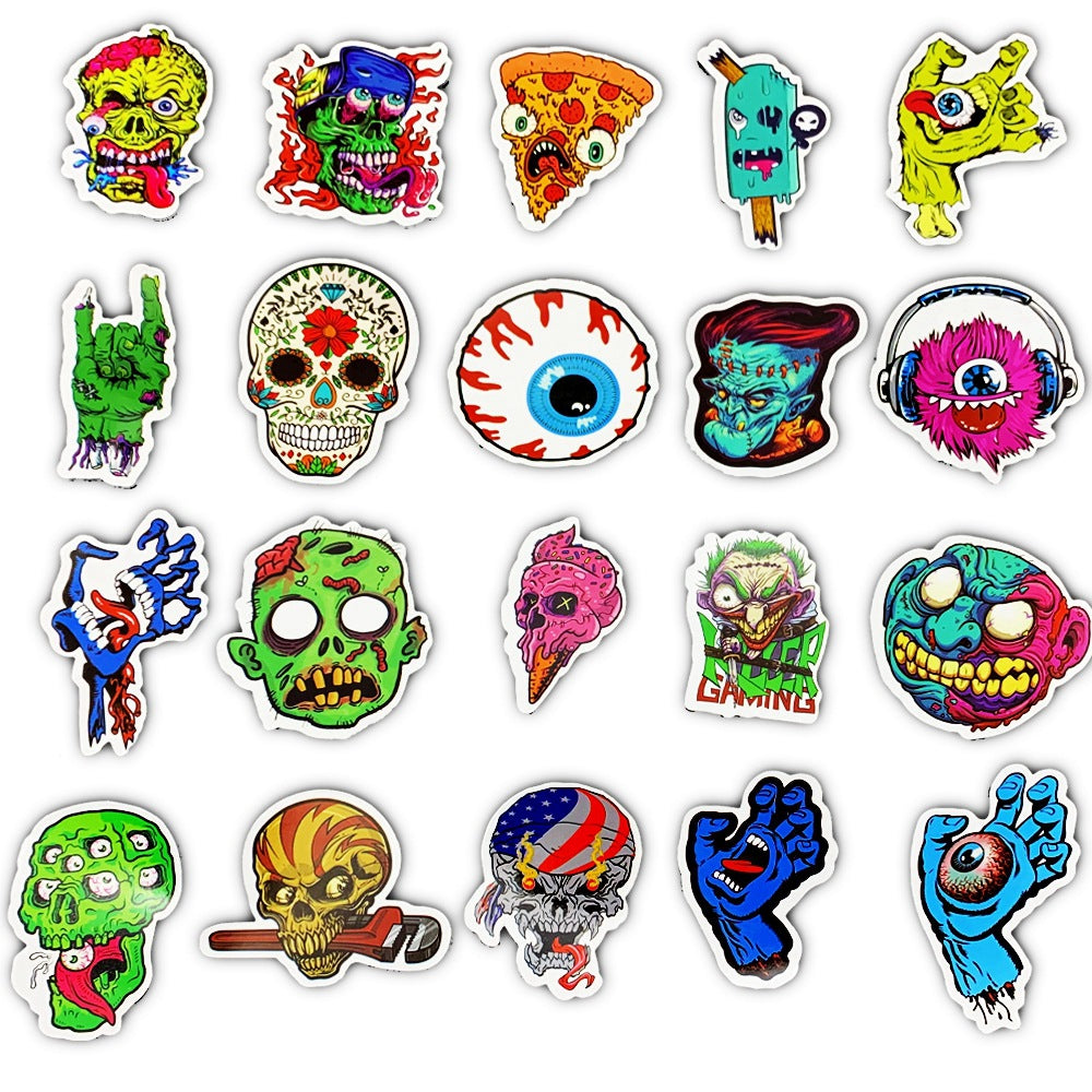 50pcs Skull Horror Series Stickers For Halloween Skateboard Guitar Water Cup DIY
