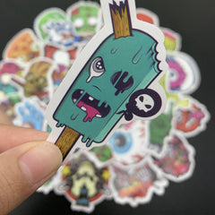 50pcs Skull Horror Series Stickers For Halloween Skateboard Guitar Water Cup DIY