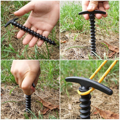 10 Pack Camping Tent Stakes Ground Nails Screw Pegs Hiking Accessories