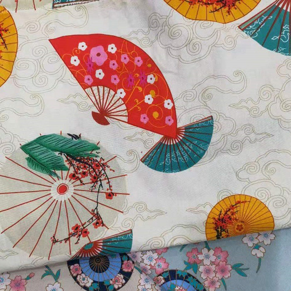 Japanese Fan Cotton Quilting Fabric 40x50cm