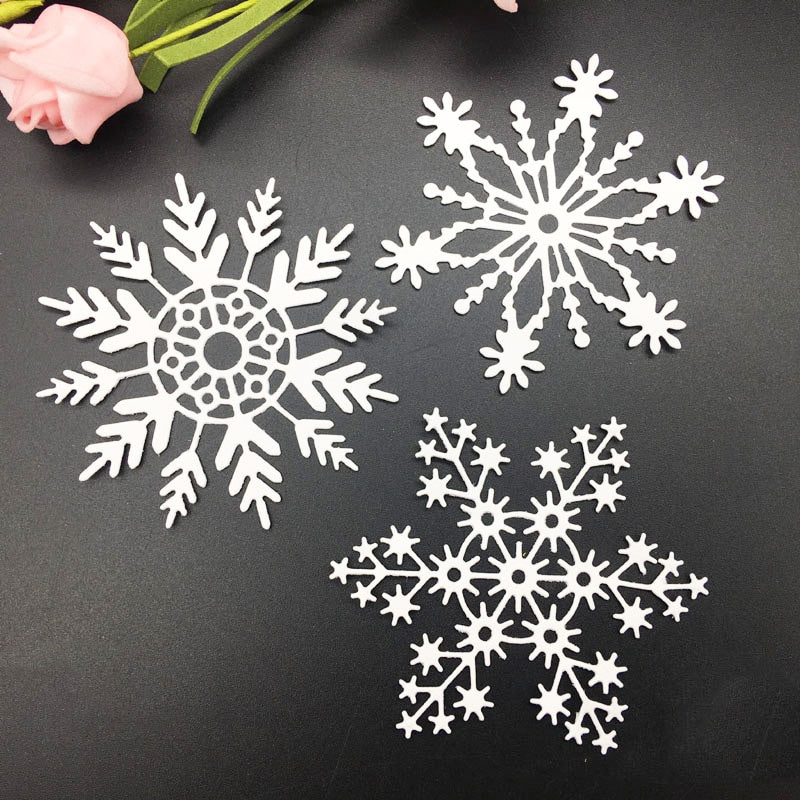 3pcs Big Snowflake Metal Cutting Dies Scrapbook Embossing For Paper Card Making