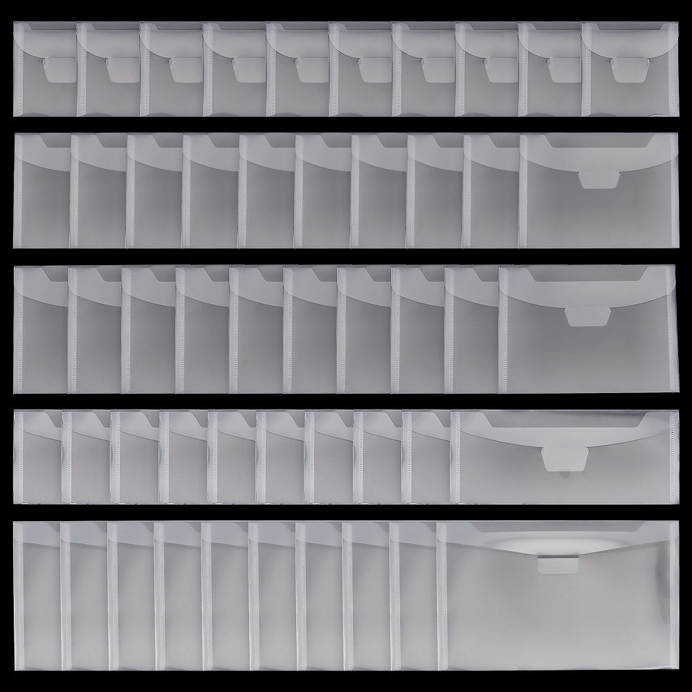 50pcs Clear Stamp Die Storage Bags Transparent PVC Envelopes Waterproof
