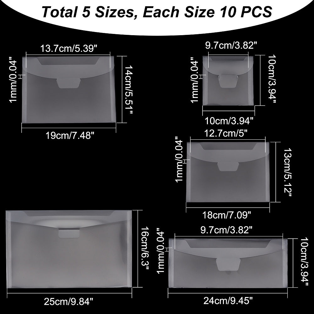 50pcs Clear Stamp Die Storage Bags Transparent PVC Envelopes Waterproof