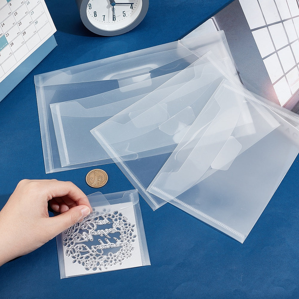 50pcs Clear Stamp Die Storage Bags Transparent PVC Envelopes Waterproof