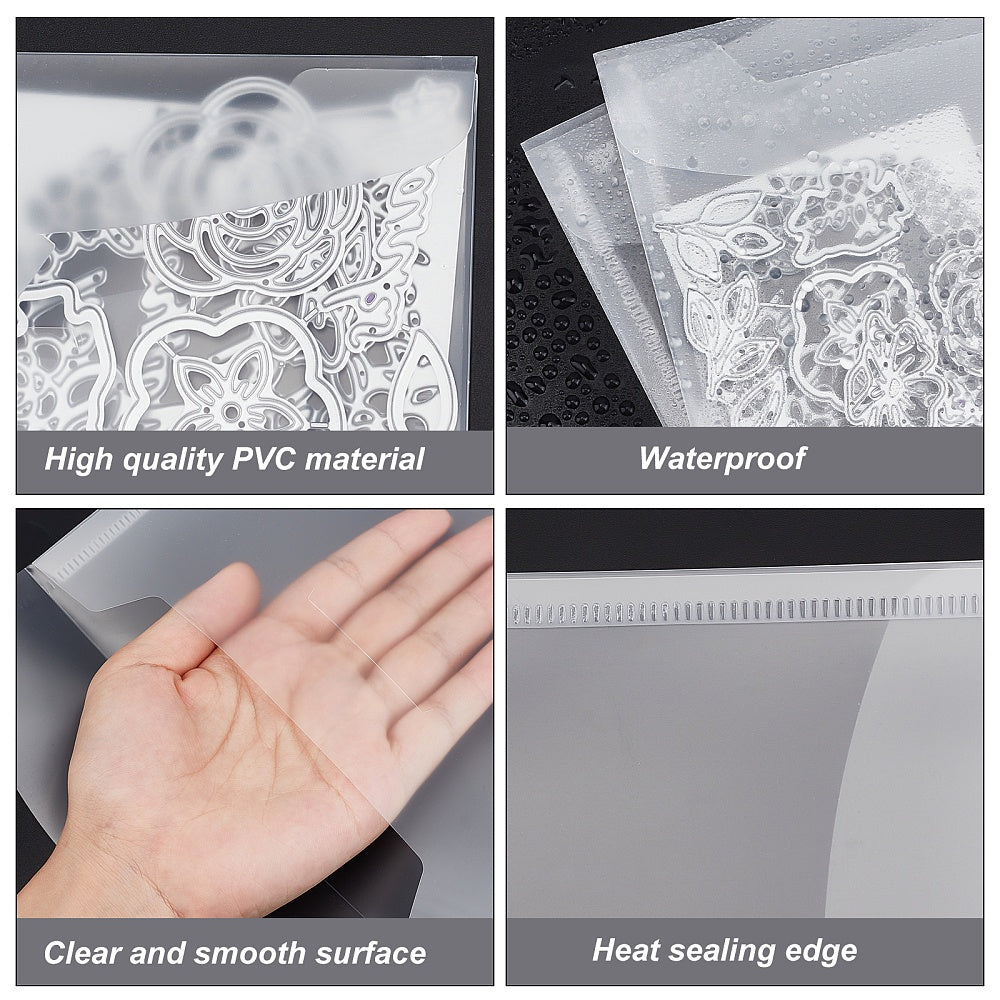 50pcs Clear Stamp Die Storage Bags Transparent PVC Envelopes Waterproof