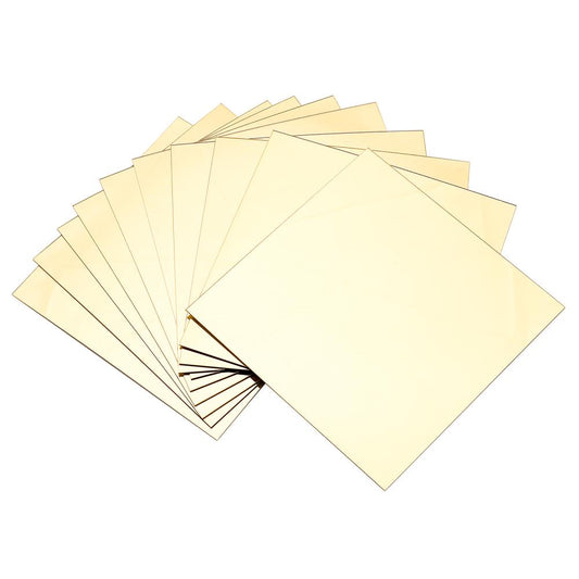 10pcs Golden Mirror Stickers Square Mirror Tiles Self Adhesive