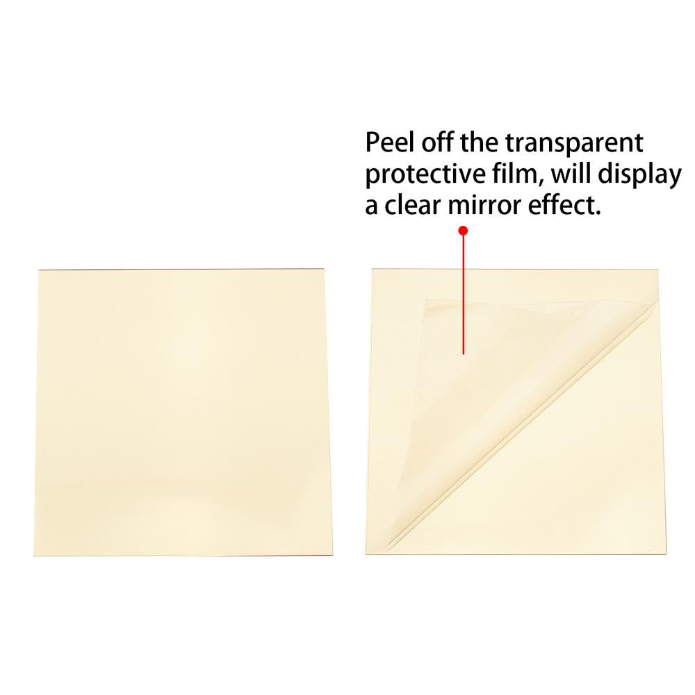 10pcs Golden Mirror Stickers Square Mirror Tiles Self Adhesive
