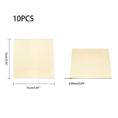 10pcs Golden Mirror Stickers Square Mirror Tiles Self Adhesive
