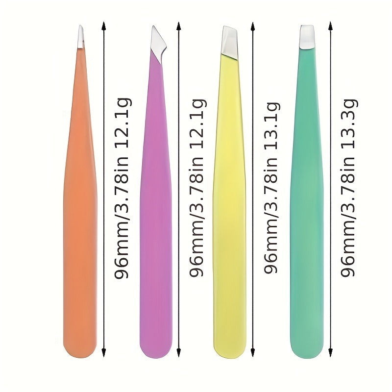 4pcs Stainless Steel Tweezers Set For Ingrown Hair Removal