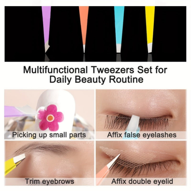 4pcs Stainless Steel Tweezers Set For Ingrown Hair Removal