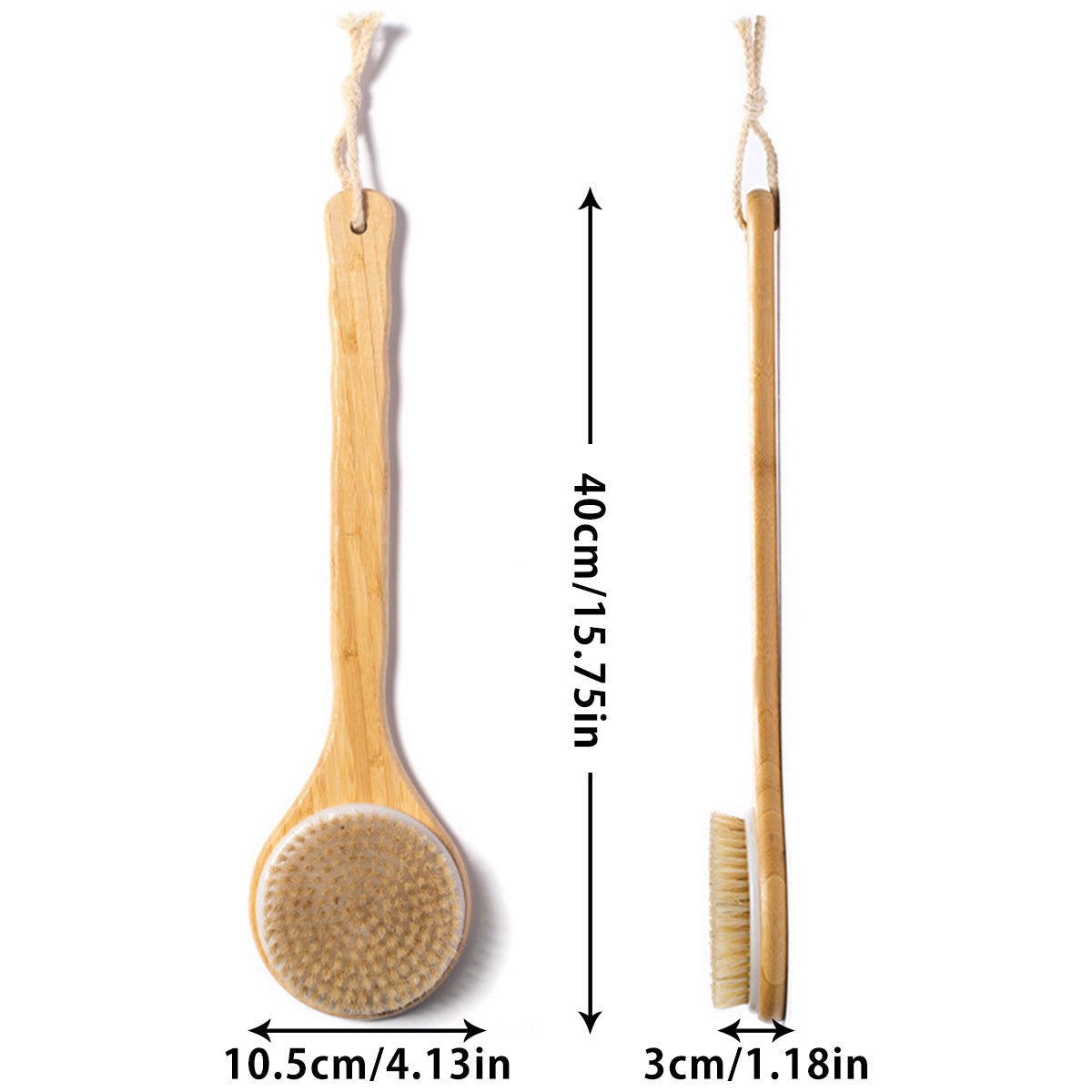 Soft Mesh Back Cleaner Washer Bath Sponge Shower Brush with Long Bamboo Handle