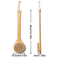 Soft Mesh Back Cleaner Washer Bath Sponge Shower Brush with Long Bamboo Handle
