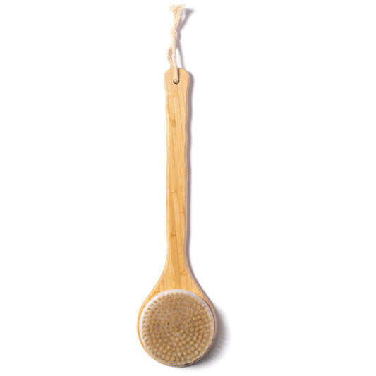 Soft Mesh Back Cleaner Washer Bath Sponge Shower Brush with Long Bamboo Handle