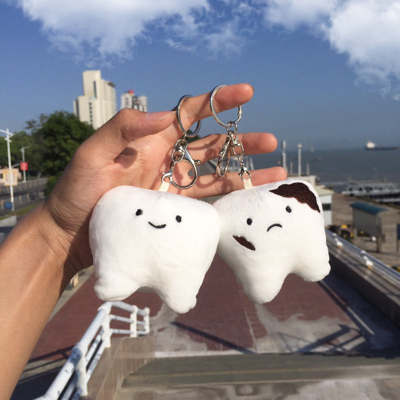Tooth Pendant Plush Doll Keychain Schoolbag Pendant