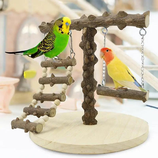 Small Wooden Bird Perch Stand For Cockatiel Playground