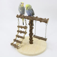Small Wooden Bird Perch Stand For Cockatiel Playground