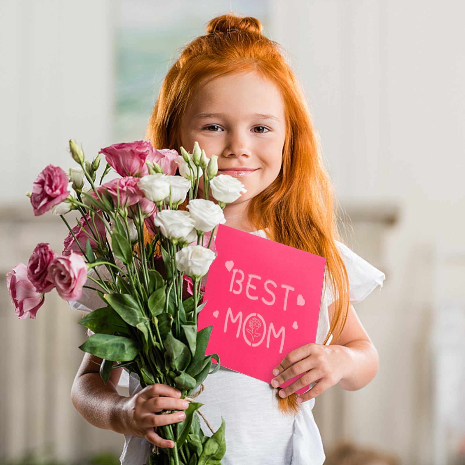 3D Pop Up Card 'Best Mom' Mother For Mother's Card With Envelope