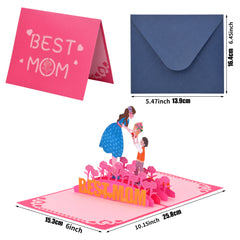 3D Pop Up Card 'Best Mom' Mother For Mother's Card With Envelope