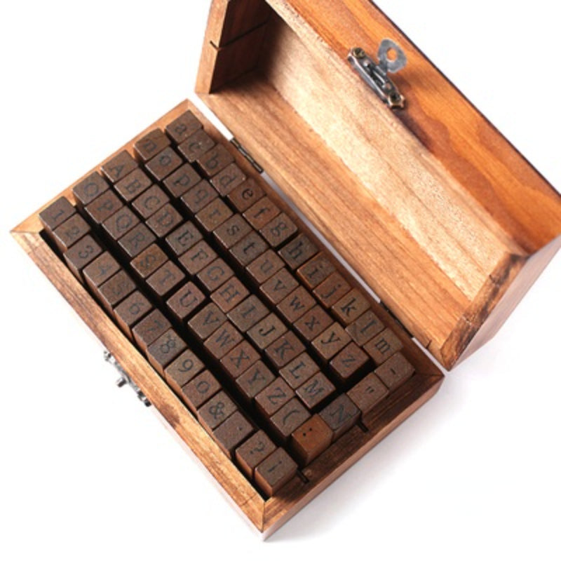 70pcs DIY Wooden Alphanumeric Stamps for Craft Card Making Happy Planner