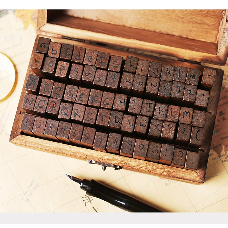 70pcs DIY Wooden Alphanumeric Stamps for Craft Card Making Happy Planner