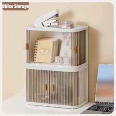 2Pcs Desktop School Supplies Storage Organizer Cabinet Transparent
