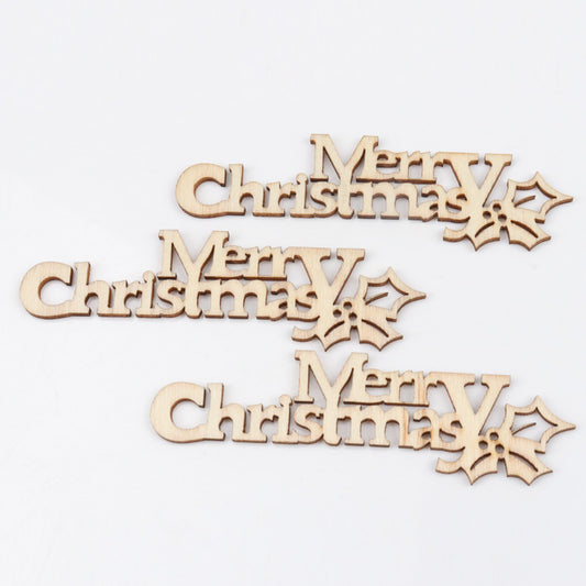 10pcs Christmas Pattern Wood Craft Accessories 21x92mm