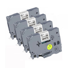 4 Pack 12mm Laminated Tape Compatible With Brother PTouch Label Makers