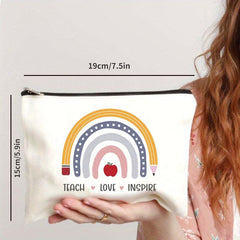 Small Canvas Cosmetic Bag Zipper Toiletry Storage