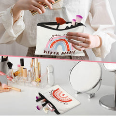 Small Canvas Cosmetic Bag Zipper Toiletry Storage