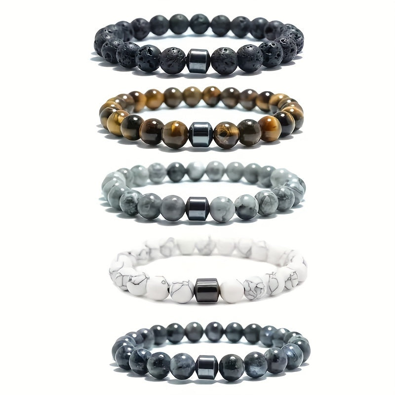 Volcanic Stone Map Stone Men's Energy Bracelet