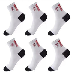 6 Pairs Men's Cotton Ankle Socks Embroidered Sweat Absorbing