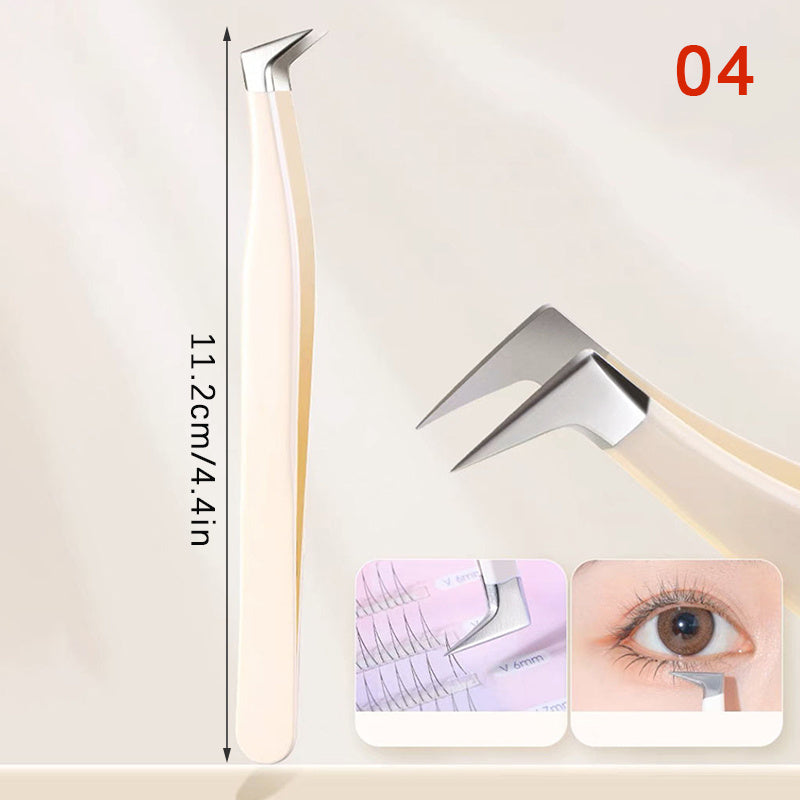 Eyelash Tweezers Extension Clip Stainless Steel Anti Static Superhard