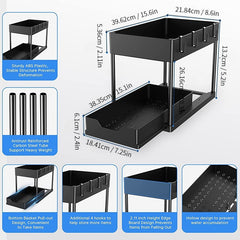 Multifunctional Drawer Pull Under Sink Rack Double layer Storage Rack
