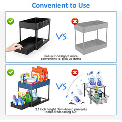 Multifunctional Drawer Pull Under Sink Rack Double layer Storage Rack