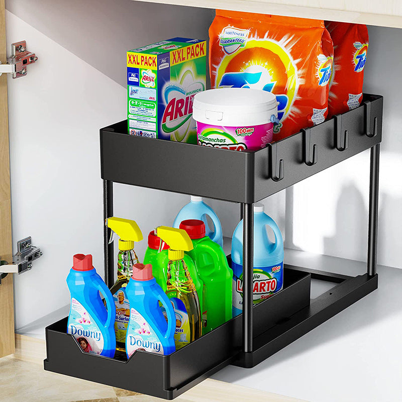 Multifunctional Drawer Pull Under Sink Rack Double layer Storage Rack